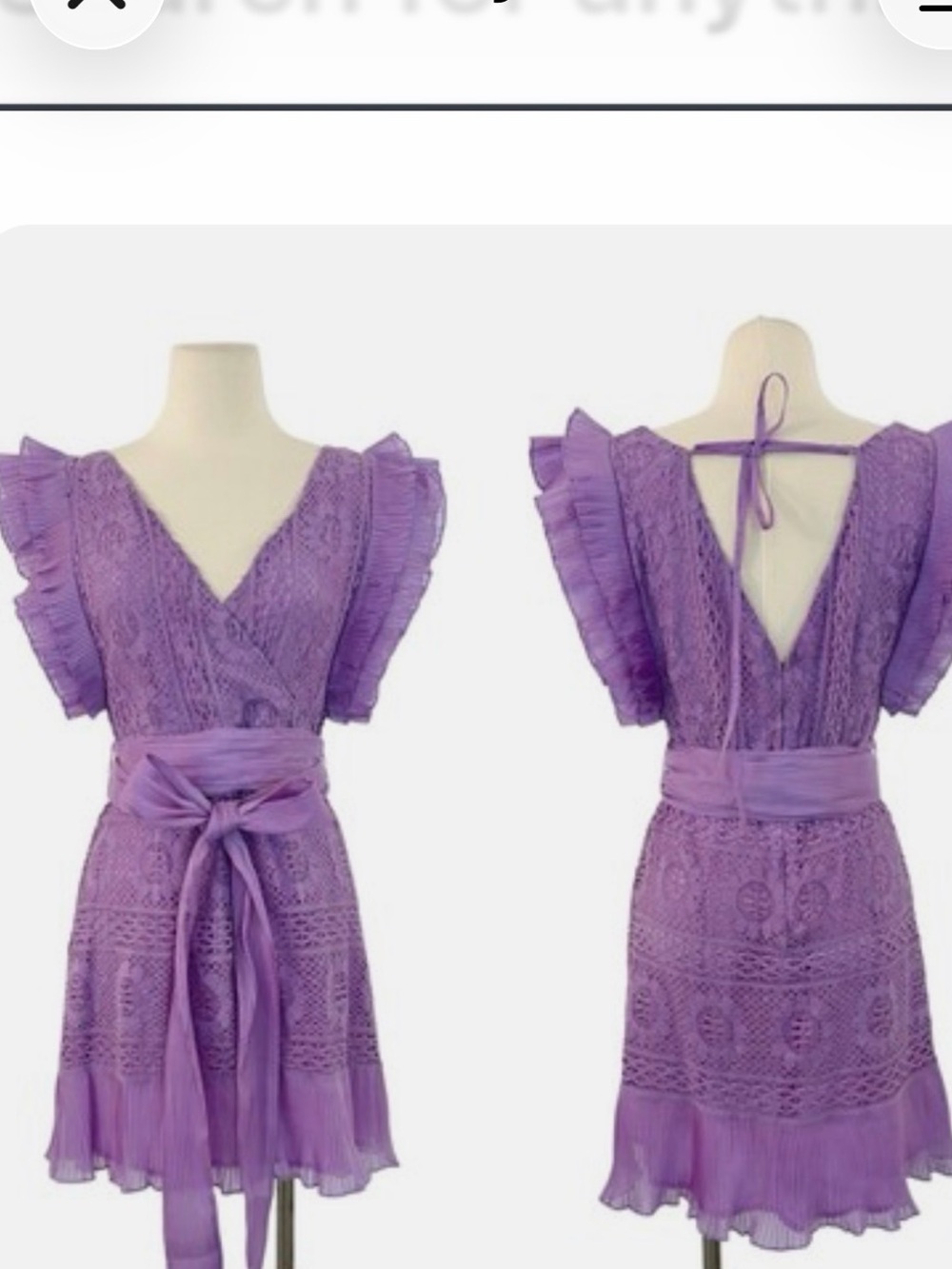 LoveShackFancy Lavender Crochet & Pleat Mini Dress